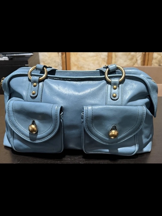 Marc Jacobs Handbags - Marc Jacobs Light Blue Leather Shoulder Bag with Front Pockets.